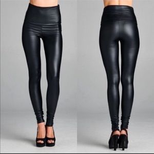 Black faux leather leggings